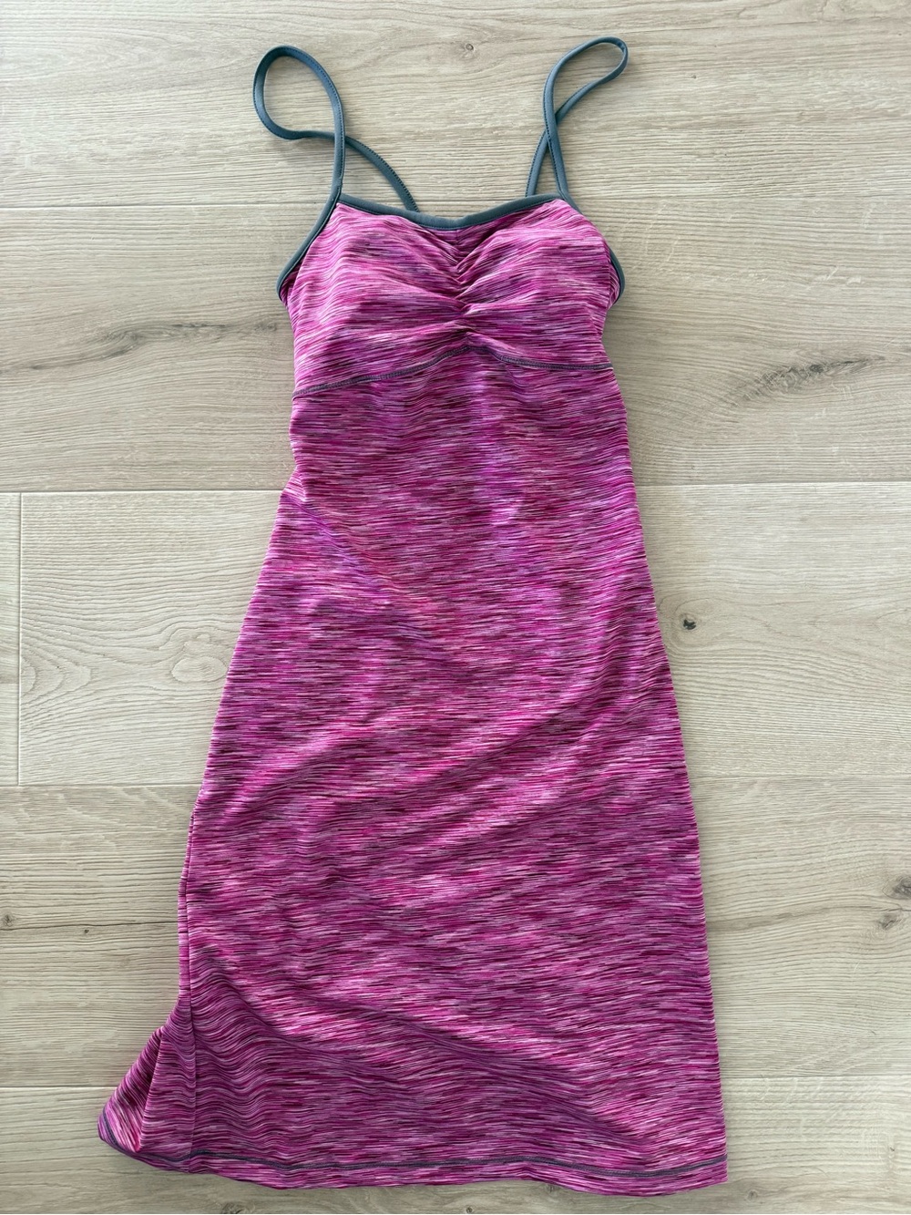 Dakini Pink Space-Dye Midi Tank Dress with Contrast Trim